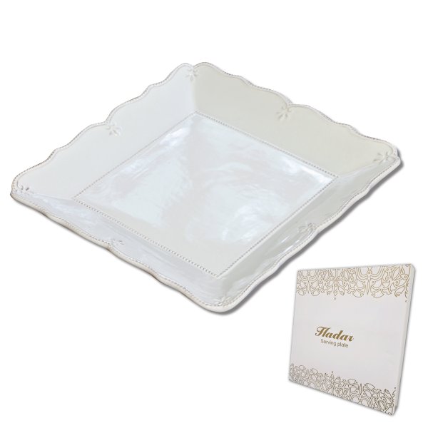 צלחת הגשה מפורצלן למצות בעיצוב אלגנטי לפסח